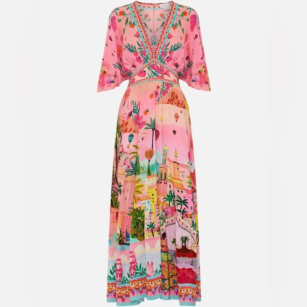 💕SOLD💕Camilla Waisted Dress With Hem Ruffle Sister Sunset - Picture 3 of 13
